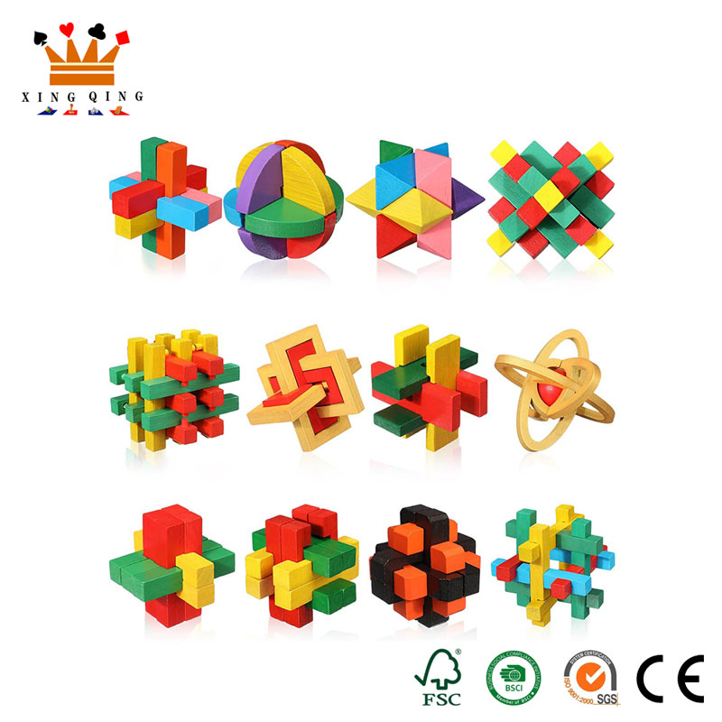 Puzzles de serrure Luban en bois coloré